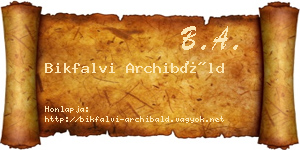 Bikfalvi Archibáld névjegykártya